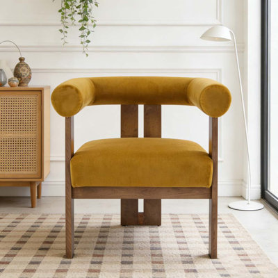 Chaise d'appoint moderne rembourrée avec accoudoirs ronds