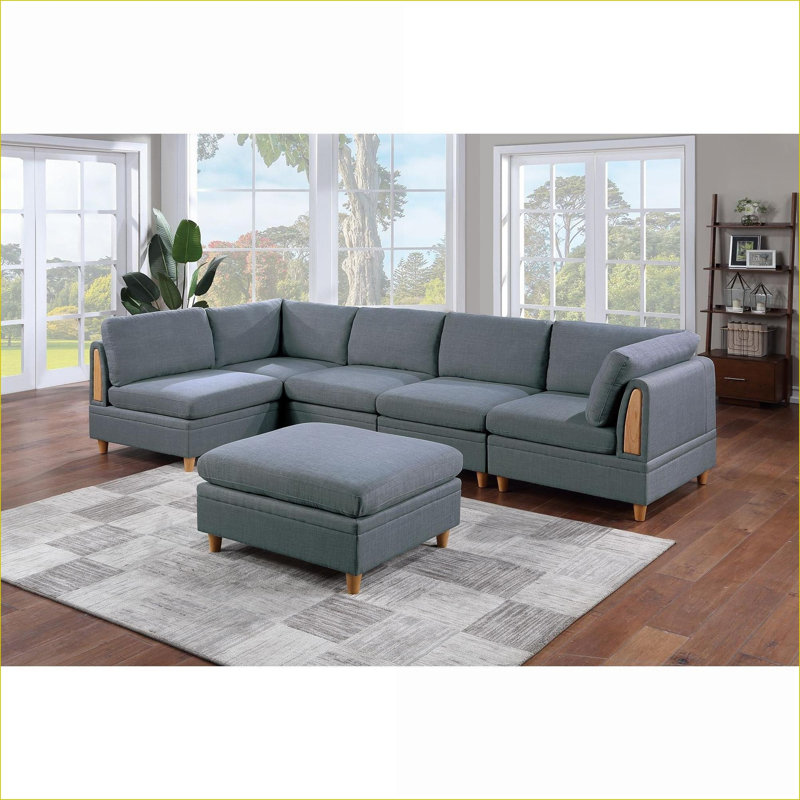 Fauteuil de coin en tissu pour adultes Dorris, Gris foncé