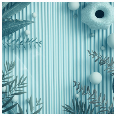 Blue Striped Leaves Spheres Comforter