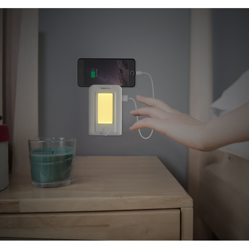 Veilleuse à DEL avec 2 ports USB et 4 séparateurs de prises CA, rallonge multi-prises