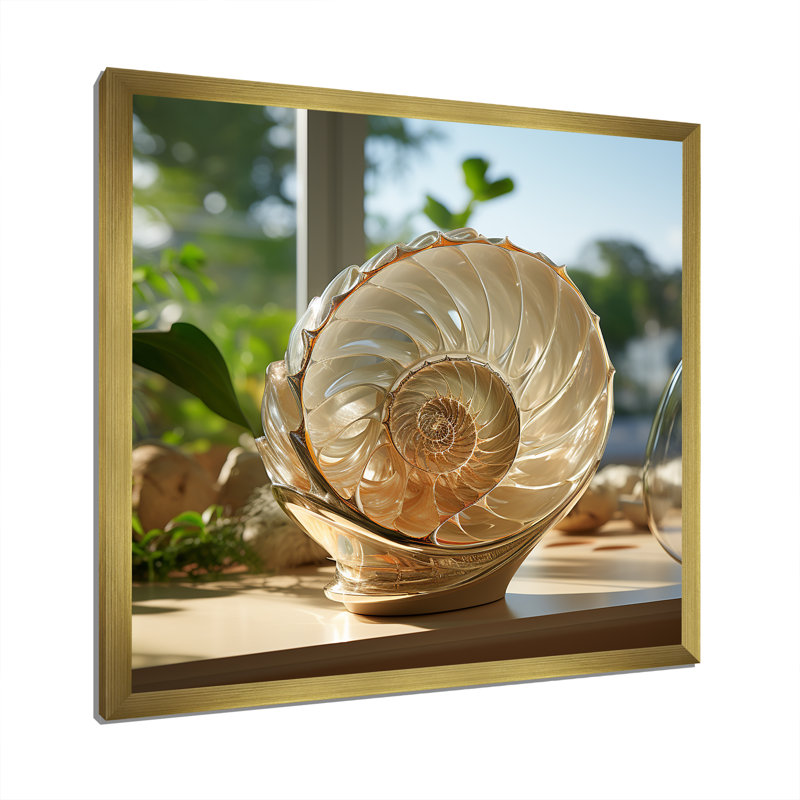 Seashell Treasures Vase sur toile, H 24 po x l 24 po x P 1 po, Cadre doré simple