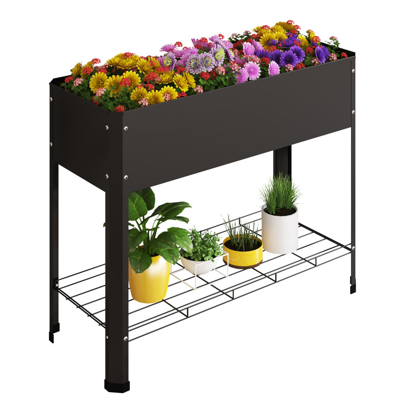 Assiya Metal Elevated Planter, Black