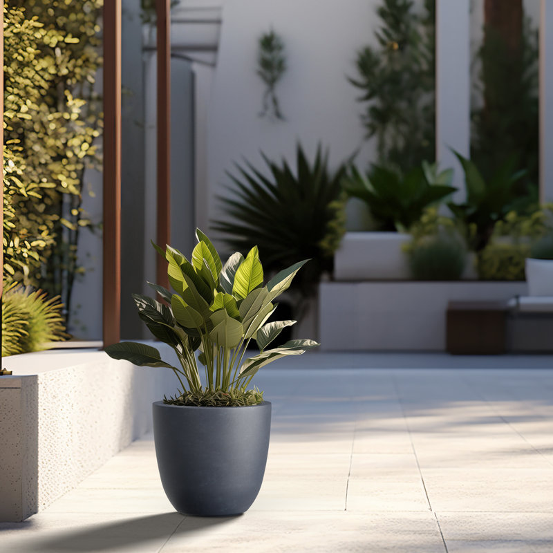 Larney Handmade Pot Planter, 9.5" H x 10" W x 10" D, Granite Gray