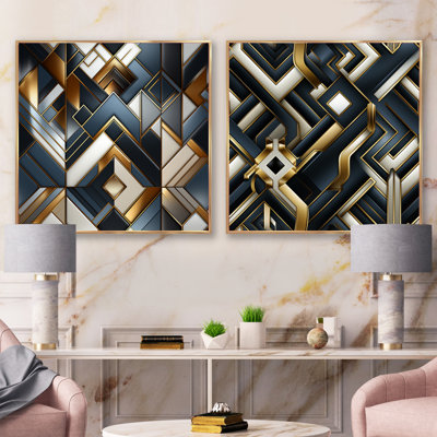 Hexham - Ensemble de 2 collages de formes carrées abstraites