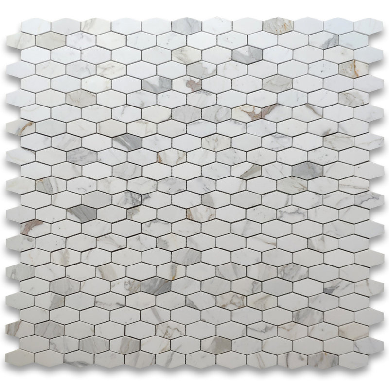 Calacatta 12" x 12" Marble Mosaic Tile, LIght Gray