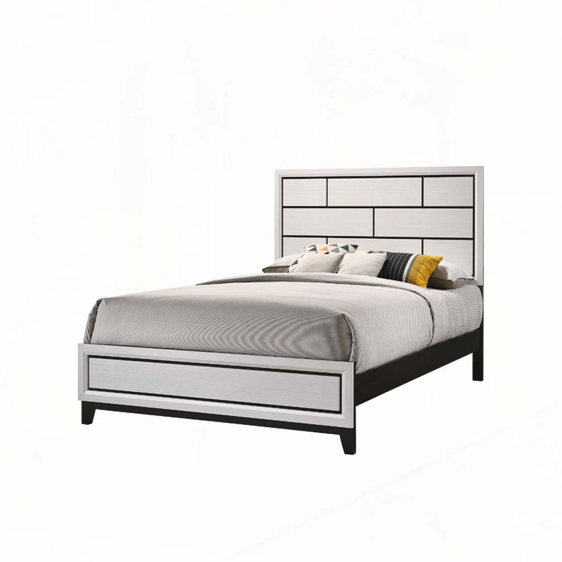 Lit à panneau à profil bas, Lit double, Blanc