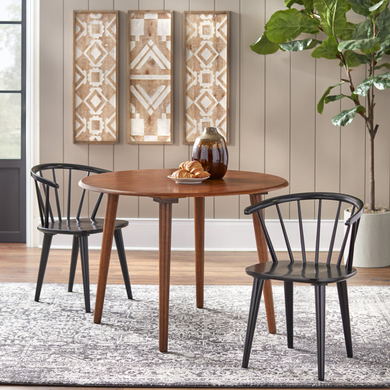 Ensemble de salle à manger Mehmud, Noir, 3 Pieces: Table, 2 Chairs, Walnut