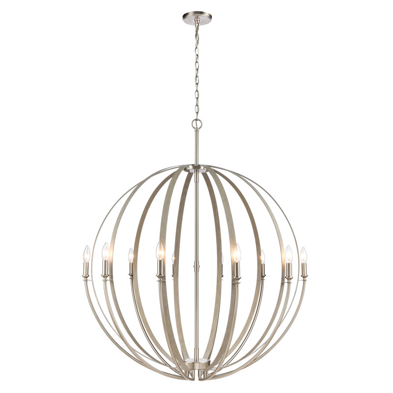Rotunde 38'' Wide 10-Light Chandelier - Beechwood, 10 Lights, 44" H x 38" W x 38" D, Brown