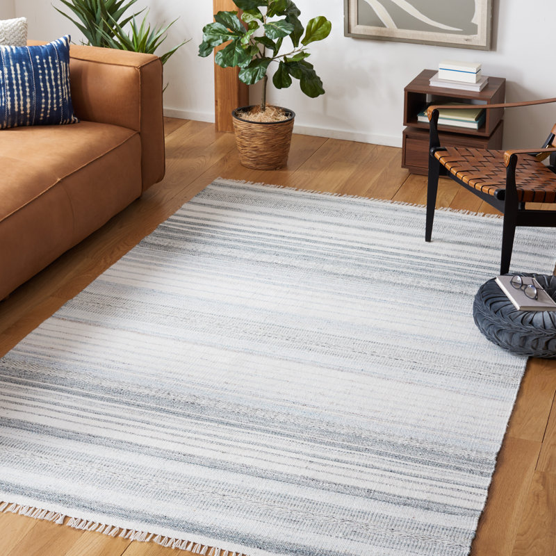Tapis rayé performance tissé à la main Marétiquement, Rectangle 8 pi x 10 pi
