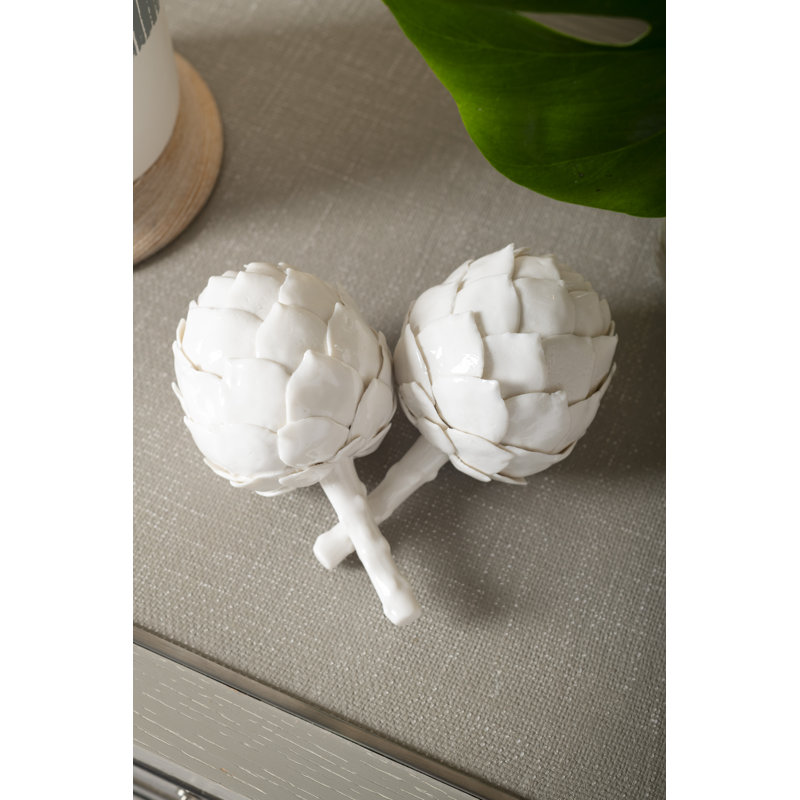 2 Piece Artichoke Porcelain Sculpture Set
