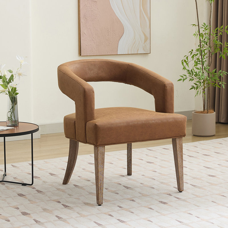 Chaise d'appoint moderne avec dossier ouvert, Similicuir brun