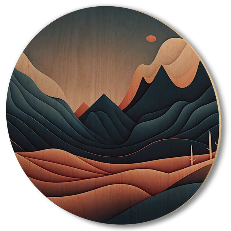 Lune rouge, montagne, simplicité, paysage, montagnes, art mural en bois - bois de pin naturel, H 29 po x l 29 po x P 1 po
