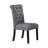 Jie 25 Inch Dining Chairs, Set of 2, Tufted Gray Upholstery, Rolled Top, Black Wood