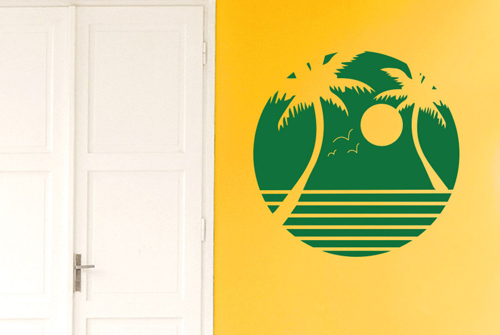 Palm Trees With Sunset Wall Sticker