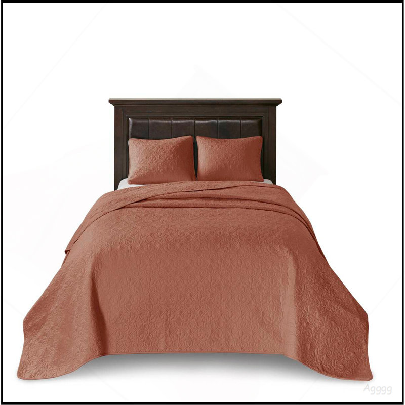 Ensemble de couvre-lit réversible 3 pièces Clay Red Queen, Couvre-lit grand et 2 taies décoratives, Rouge