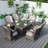 Algird 6 - Person Patio Dining Set Umbrella Hole Included Rectangular Table with Cushions Included-61835926