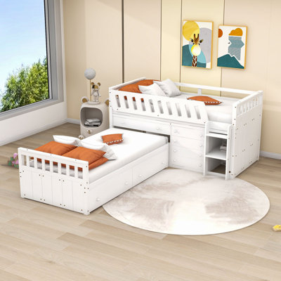 Twin Over Twin Seven Drawers Wood Bunk Bed by Harriet Bee