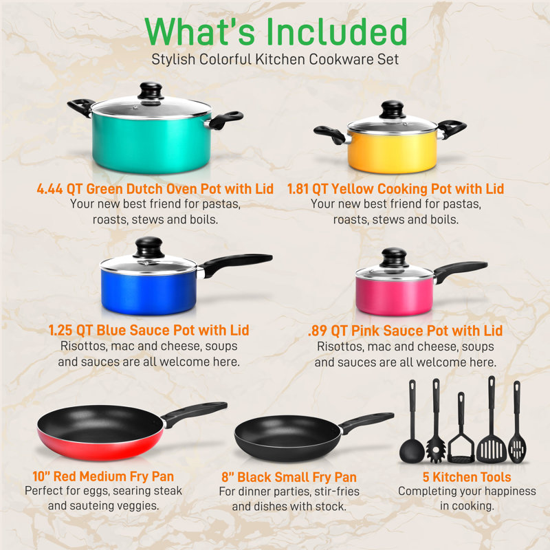15 - Piece Non-Stick Aluminum Cookware Set