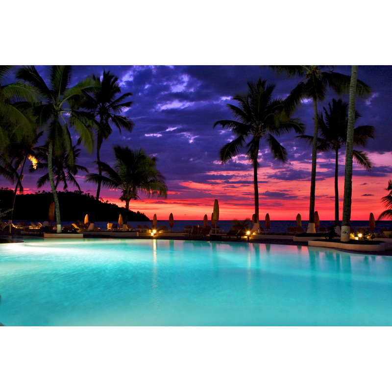 " Swimming Pool Sunset Parasol " by Lkpro, 30" W x 20" H