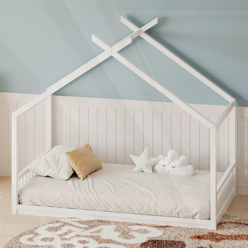 Structure de lit Montessori Style House, Double, Blanc