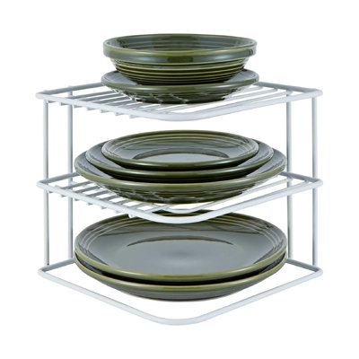 Buckingham 3 Tier Corner Plate Rack Kitchen Cupboard Tidy Storage Organiser 23 Cm