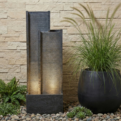Fontaine d'extérieur moderne à niveaux 40 po avec lumières DEL et pompe ETL 16 W