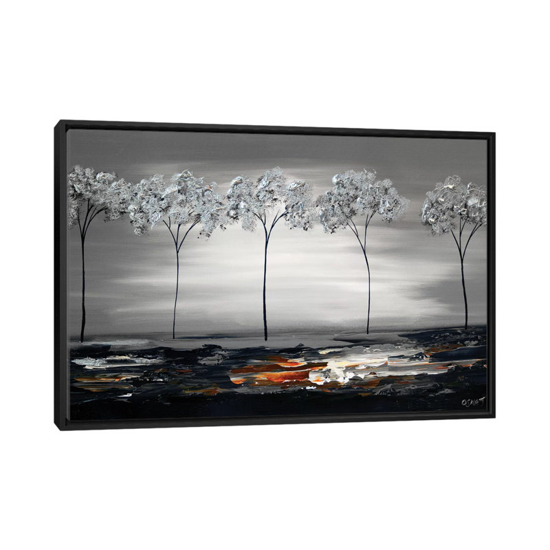 «Swiger Silver River», reproduction sur toile, H 18 po x l 26 po x P 1,5 po, Toile encadrée noire, Pas de tapis
