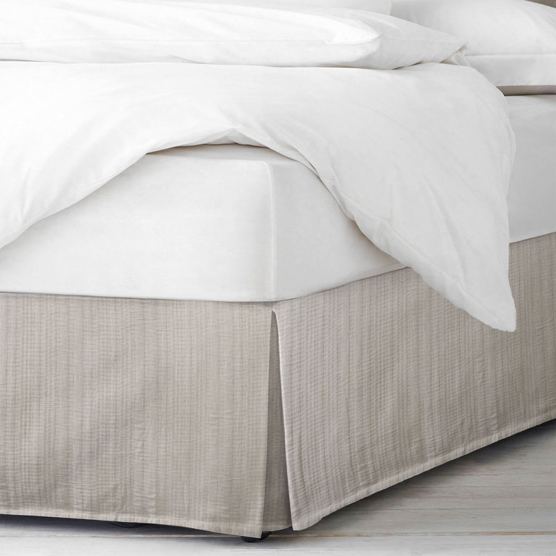 Natural Melange Twin Cotton Linen Split Corner Bed Skirt