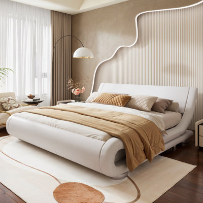 Bettejean Upholstered Profile Sleigh Bed with Luxury Ergonomic Faux Leather Headboard