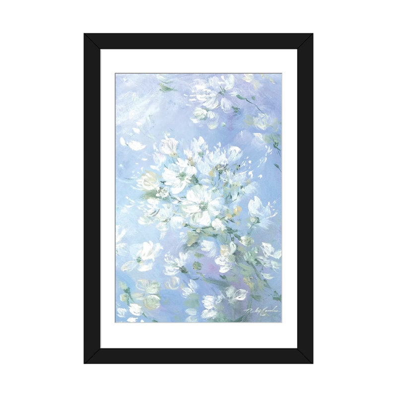 «Sweet Wild Roses» par Debi Coules, reproduction sur toile, Papier d'art encadré noir, Blanc, H 32 po x l 24 po x P 1 po