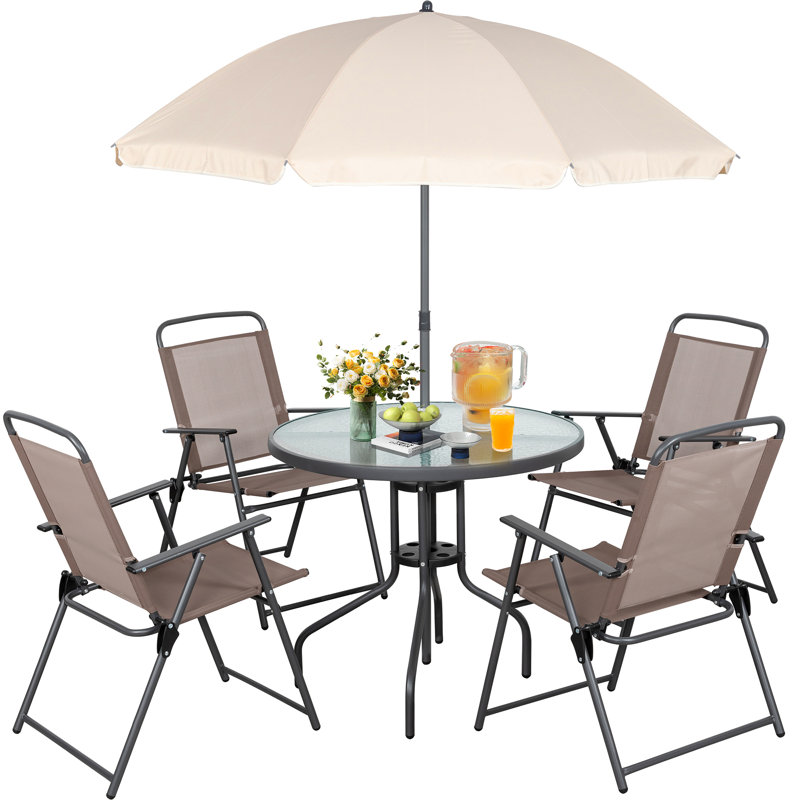 Ashlene 4-Person Outdoor Patio Dining Set, Brown