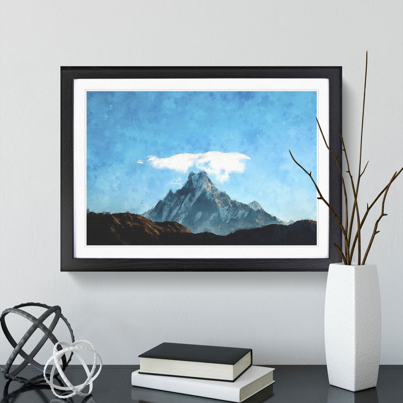 Fishtail Mountain In Nepal - Picture Frame Graphic Art Print, 24cm H x 33cm W x 2cm D, Black Framed