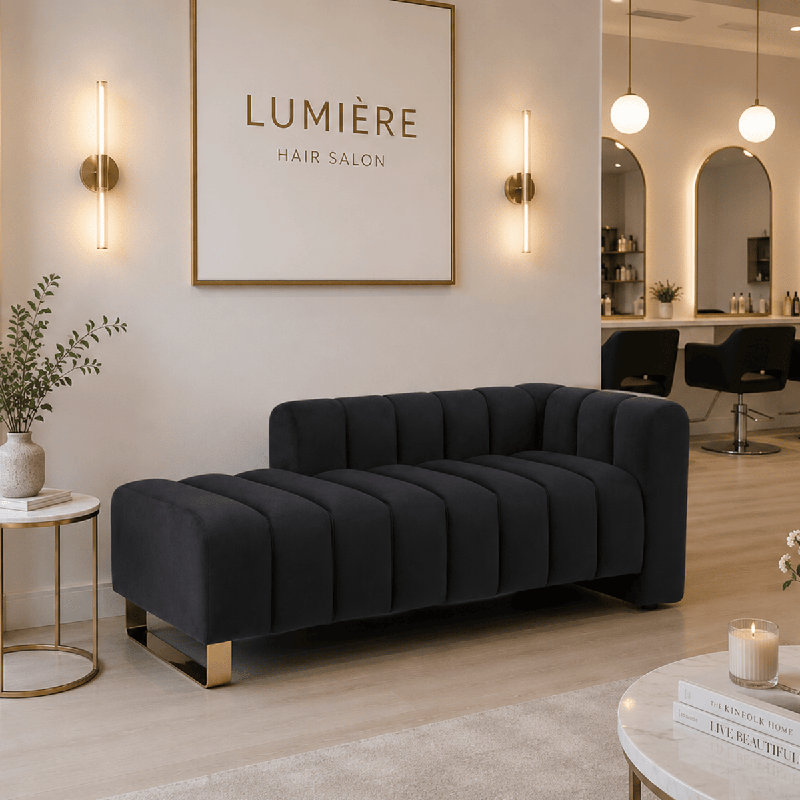 Banc d'intérieur rembourré Glam avec dossier et accoudoirs, Noir
