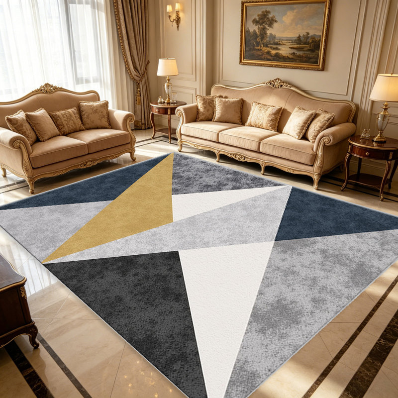 Midnight Gold Geometric carpet-easy to clean, machine-washable, soft and comfortable; suitable for door mats, kitchens, living rooms, bedrooms, corridors, and laundry areas. Easy to clean, durable carpet for home decoration.