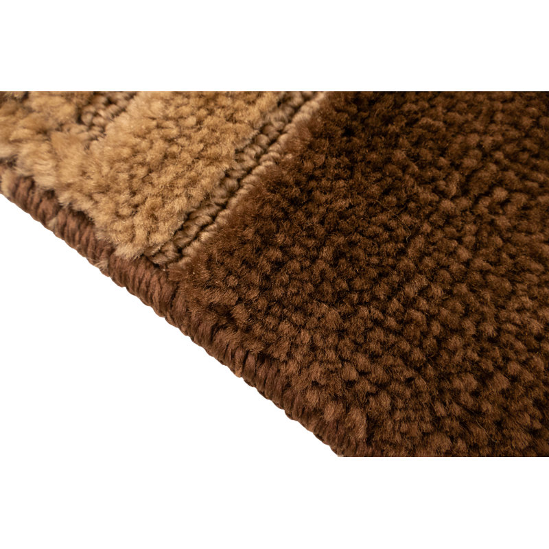 Tapis d'escalier géométrique à bordure moyenne lavable à la machine, Marron, 1 Piece Included