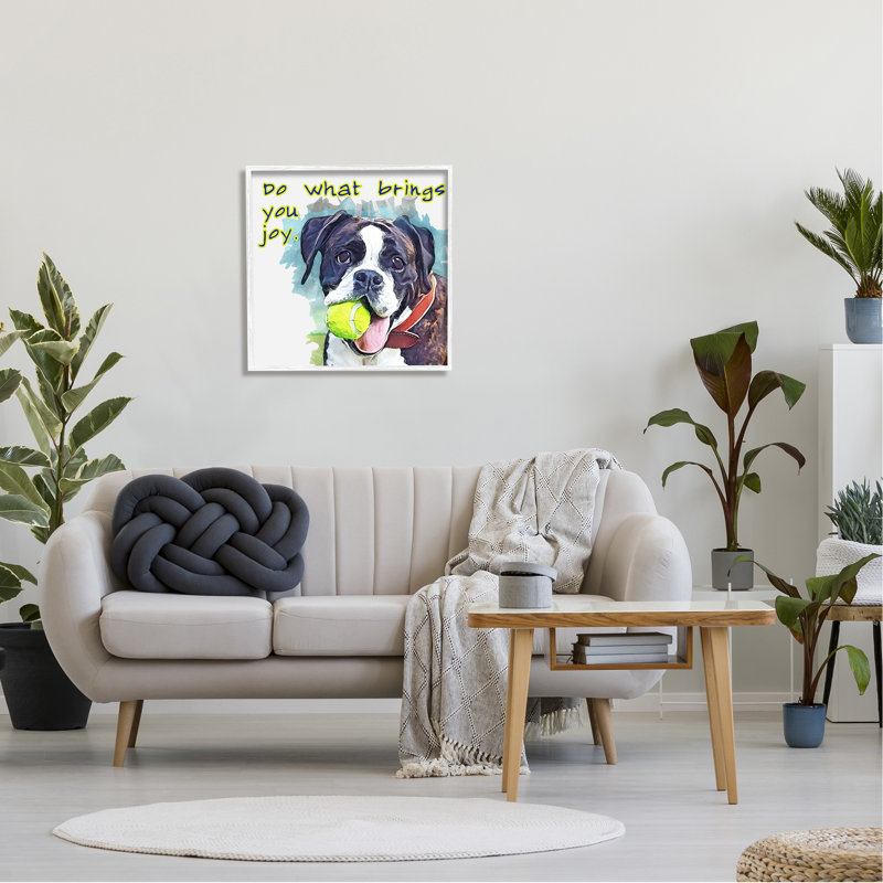 Do Do Bring You Joy Dog Expression par Kim Curationa - Cadre flottant, impression sur bois, H 24 po x l 24 po x P 1,5 po