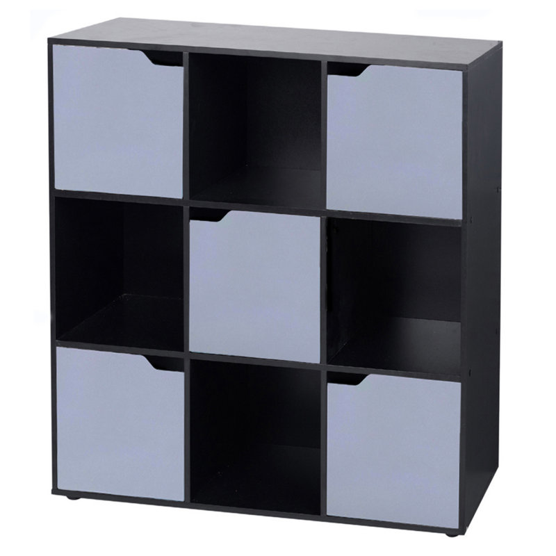 Franqui 90.5cm H x 89cm W Cube Bookcase, Black/Grey
