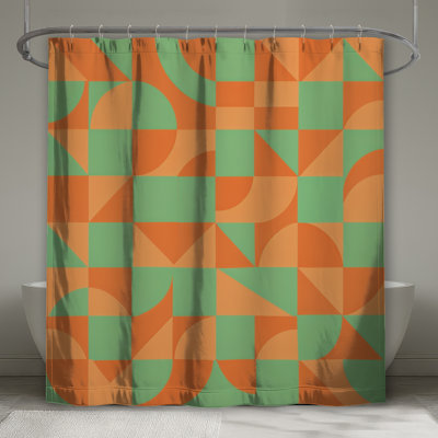 Geometric Shapes Pattern Shower Curtains Extra Long