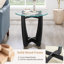 Table de bout en verre, table d'appoint ronde de 23,5 po avec plateau en verre trempé et base en bois massif, petite table de chevet pour le salon, appartement noir-356668160