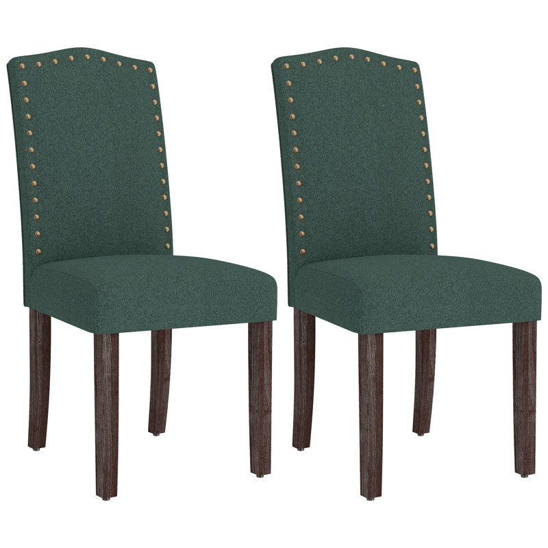 Chaise parsons rembourrée en bois H 19,5 po Mourya, Tissu vert