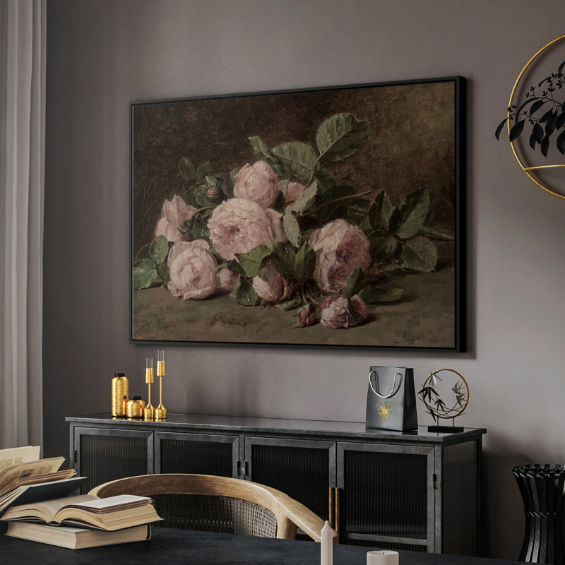 Botanique rétro - XLI, Toile avec cadre flottant noir, H 17 po x l 25 po x P 2 po