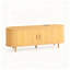 58" Japandi Mid-Century Modern TV Stand with Sliding Tambour Doors & Power Hub, Media Console for TVs up to 65", Walnut-1692533886-1690260398