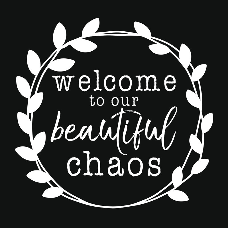 Welcome To Our Beautiful Chaos Black Wreath - Wrapped Canvas Print, 122cm H x 122cm W