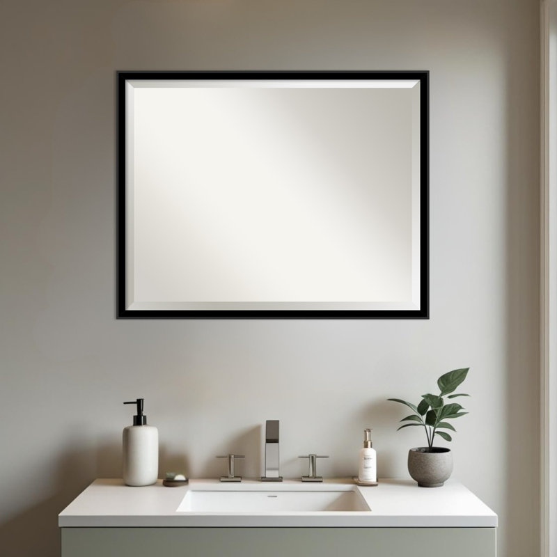 Miroir de salle de bain mural incliné, 23,5 po x 29,5 po, Noir