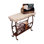 High End Wrought Iron Accent table with Cream Travertine top with Chisel Edge