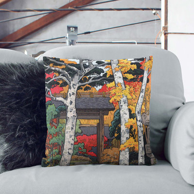 Through the Woodland by Toshi Yoshida Cushion with Filling