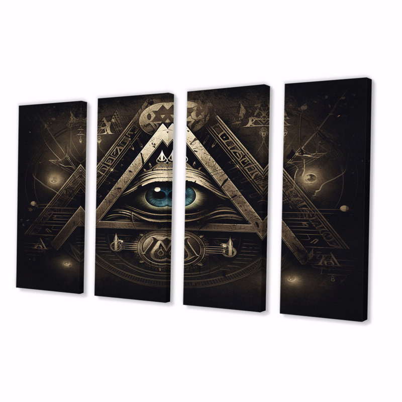«The All Seeing Divine Eye Illuminati I», reproduction sur toile 4 pièces