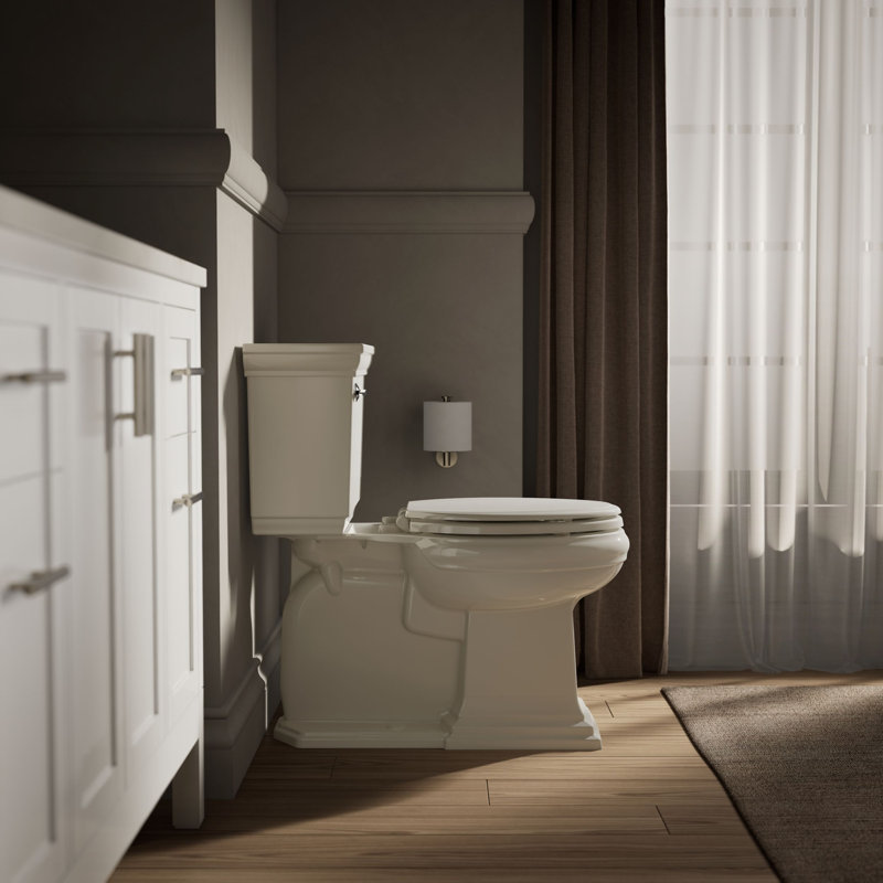 Ridgewood Quiet-Close Compression-Molded Wood Toilet Seat, Biscuit, Elongated