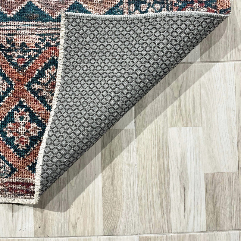 Tapis en chenille de coton marocain rétro bleu Eilette, Tapis de couloir 4 pi x 8 pi 3 po