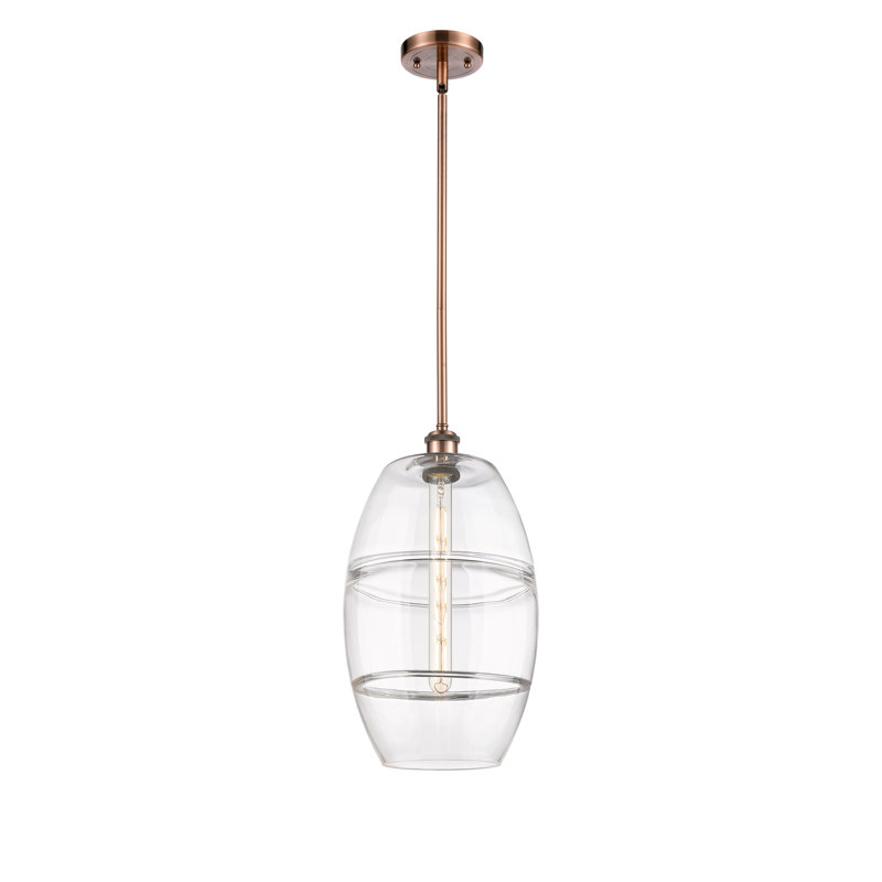Luminaire suspendu à 1 tige Ballston Bettylou-516-G557, H 18,5 po x l 10 po x P 10 po, Transparent, Cuivre antique